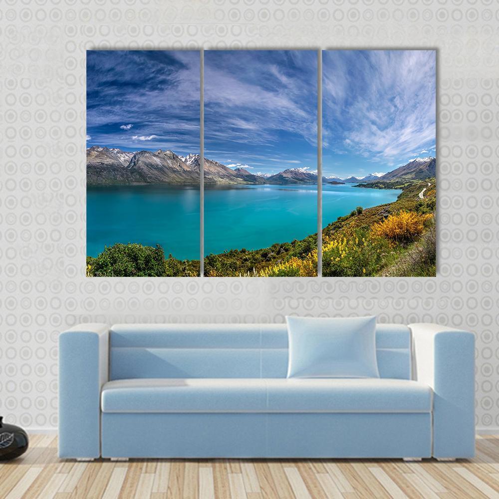 Lake Wakatipu New Zealand Canvas Wall Art-3 Horizontal-Gallery Wrap-37" x 24"-Tiaracle