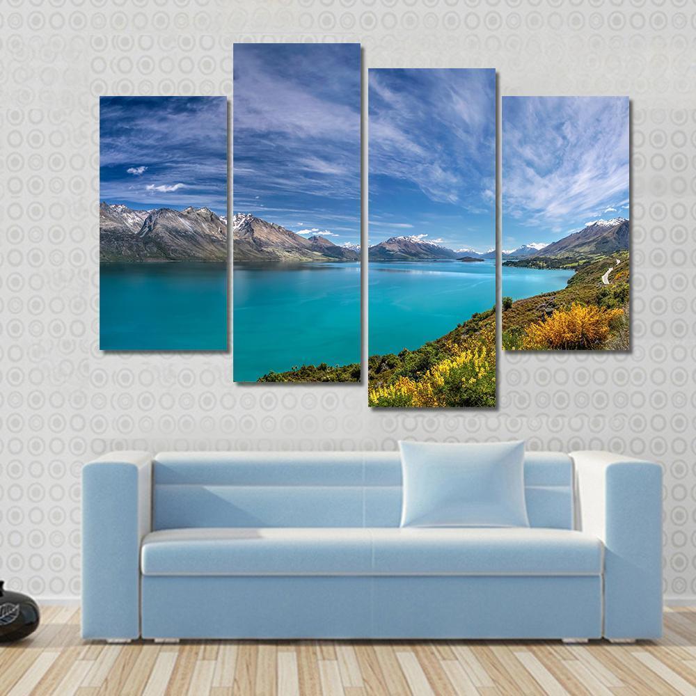 Lake Wakatipu New Zealand Canvas Wall Art-4 Pop-Gallery Wrap-50" x 32"-Tiaracle