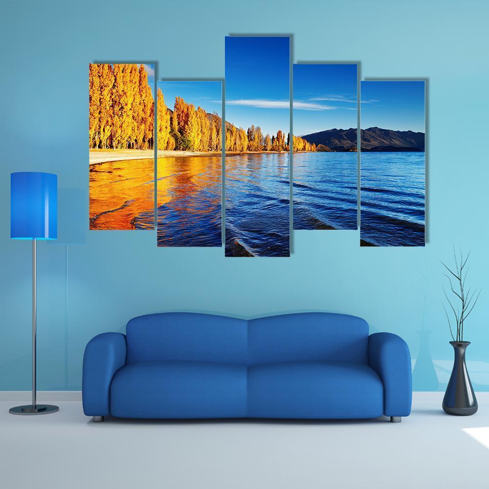 Lake Wanaka New Zealand Canvas Wall Art-5 Pop-Gallery Wrap-47" x 32"-Tiaracle