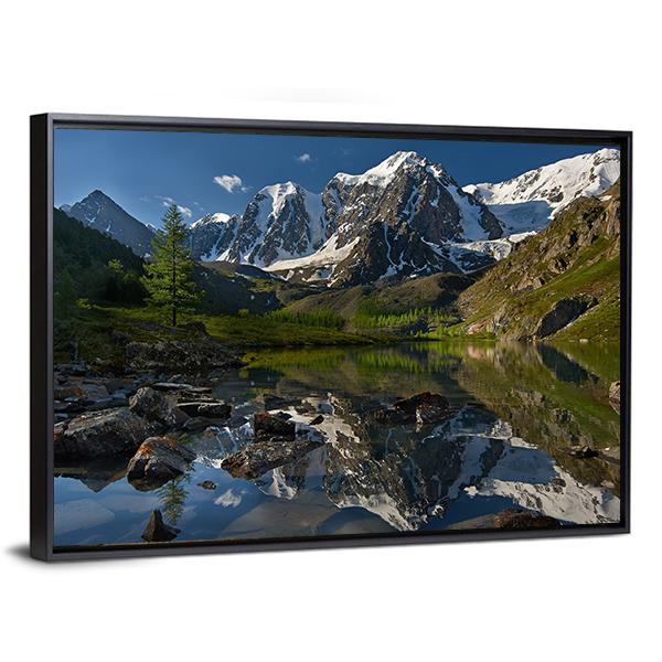Lake With Altai Mountains Canvas Wall Art-3 Horizontal-Gallery Wrap-25" x 16"-Tiaracle