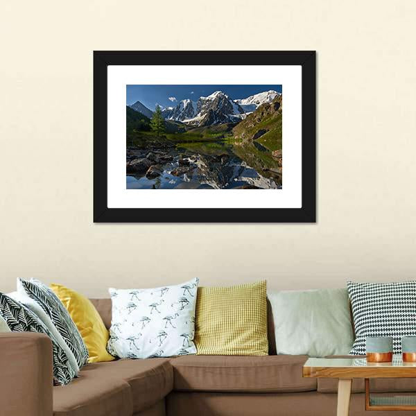 Lake With Altai Mountains Canvas Wall Art-3 Horizontal-Gallery Wrap-25" x 16"-Tiaracle