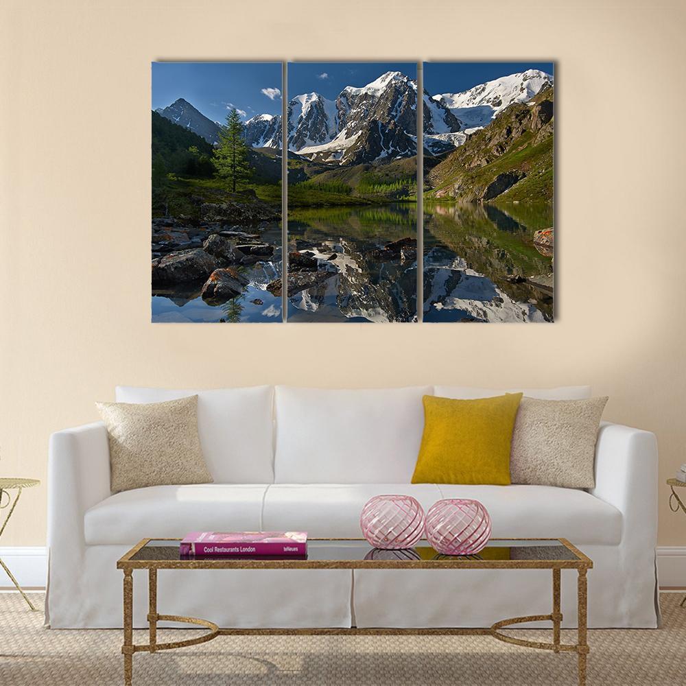 Lake With Altai Mountains Canvas Wall Art-3 Horizontal-Gallery Wrap-37" x 24"-Tiaracle