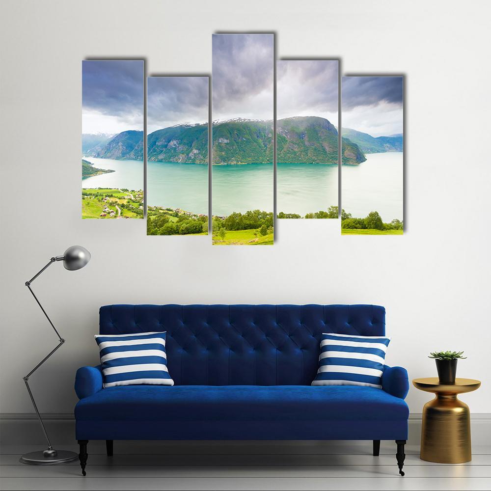 Scenic Nature Landscape Norway Canvas Wall Art-5 Star-Gallery Wrap-62" x 32"-Tiaracle