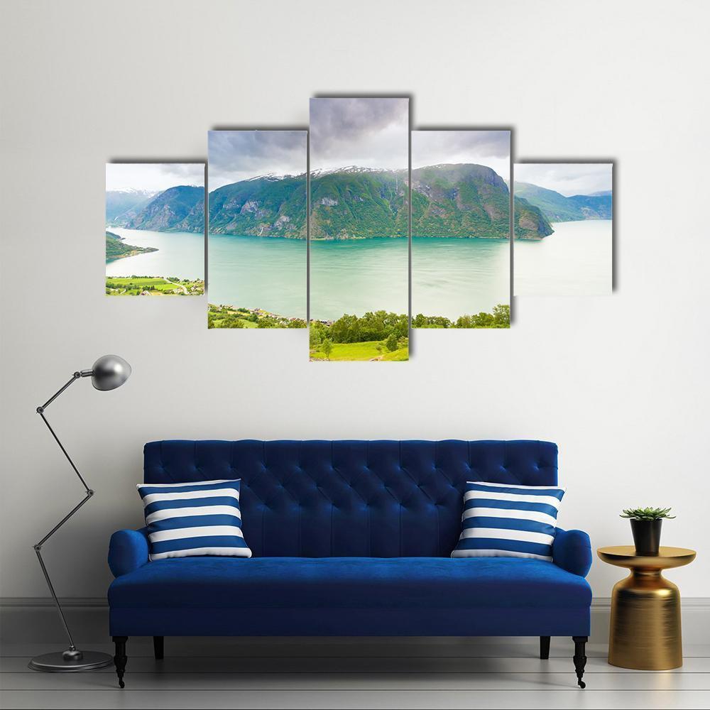 Scenic Nature Landscape Norway Canvas Wall Art-5 Star-Gallery Wrap-62" x 32"-Tiaracle