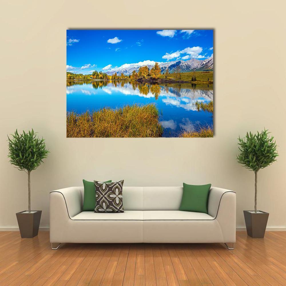 Lake In Canmore Canvas Wall Art-1 Piece-Gallery Wrap-48" x 32"-Tiaracle