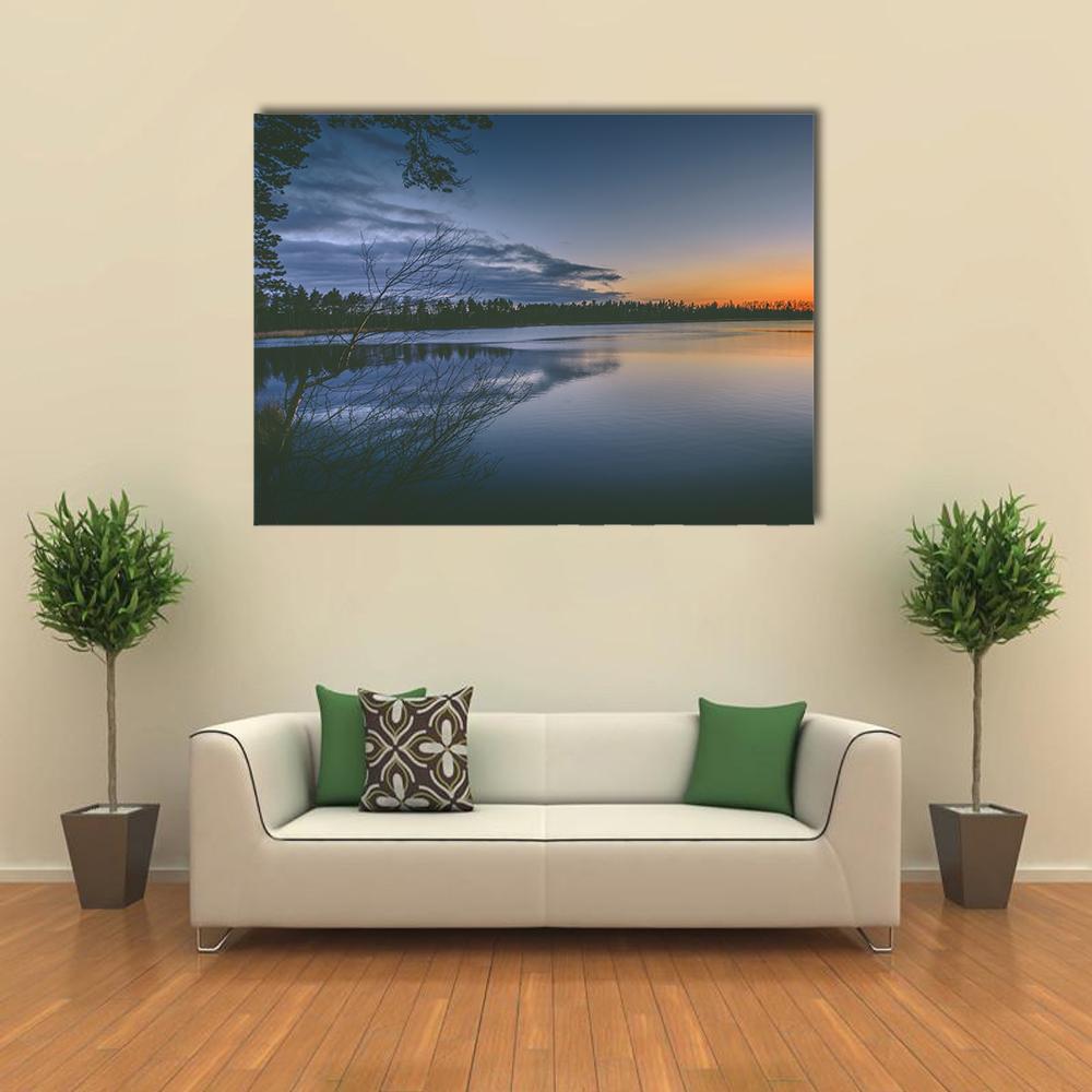 Lake With Clear Sky Canvas Wall Art-1 Piece-Gallery Wrap-48" x 32"-Tiaracle