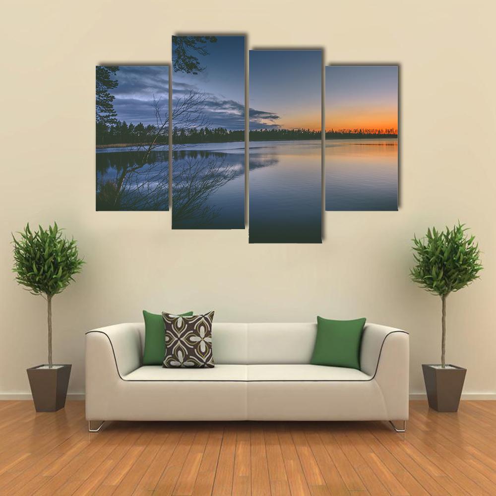 Lake With Clear Sky Canvas Wall Art-4 Pop-Gallery Wrap-50" x 32"-Tiaracle