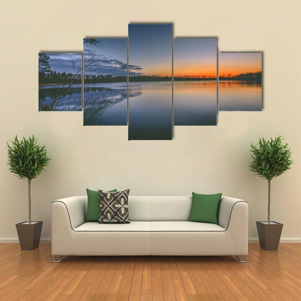 Lake With Clear Sky Canvas Wall Art-5 Star-Gallery Wrap-62" x 32"-Tiaracle