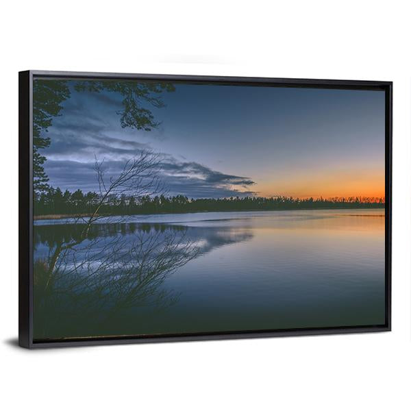 Lake With Clear Sky Canvas Wall Art-3 Horizontal-Gallery Wrap-25" x 16"-Tiaracle