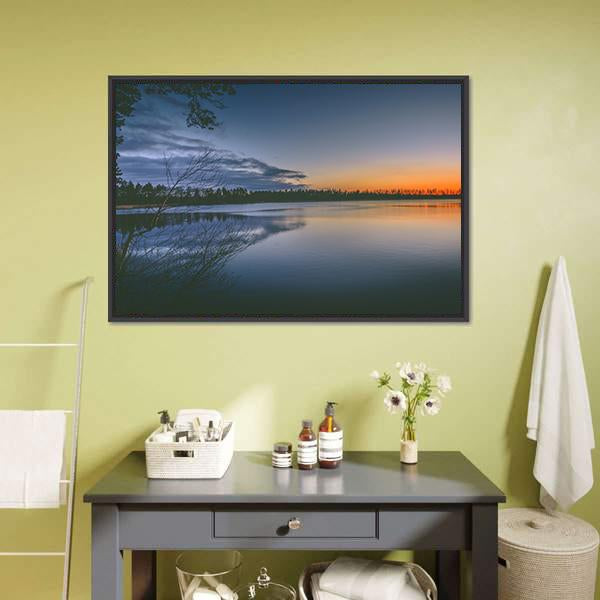 Lake With Clear Sky Canvas Wall Art-3 Horizontal-Gallery Wrap-25" x 16"-Tiaracle