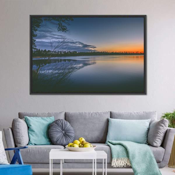 Lake With Clear Sky Canvas Wall Art-3 Horizontal-Gallery Wrap-25" x 16"-Tiaracle