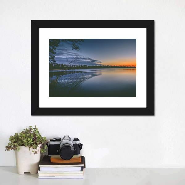 Lake With Clear Sky Canvas Wall Art-3 Horizontal-Gallery Wrap-25" x 16"-Tiaracle