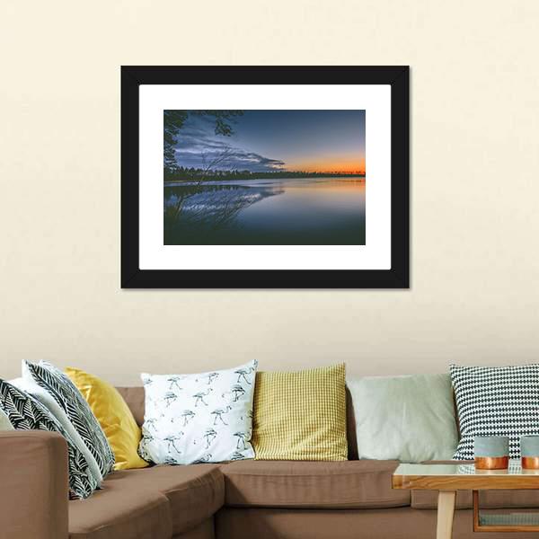 Lake With Clear Sky Canvas Wall Art-1 Piece-Framed Print-20" x 16"-Tiaracle