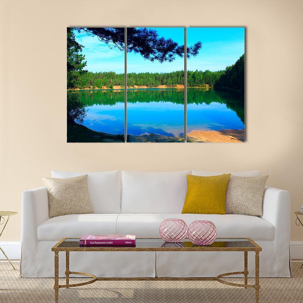 Emerald Water Lake In Forest Canvas Wall Art-3 Horizontal-Gallery Wrap-37" x 24"-Tiaracle