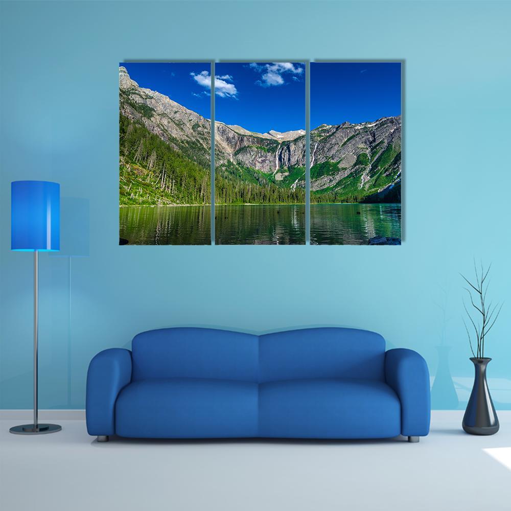 Lake With Forest & Mountains Canvas Wall Art-3 Horizontal-Gallery Wrap-37" x 24"-Tiaracle