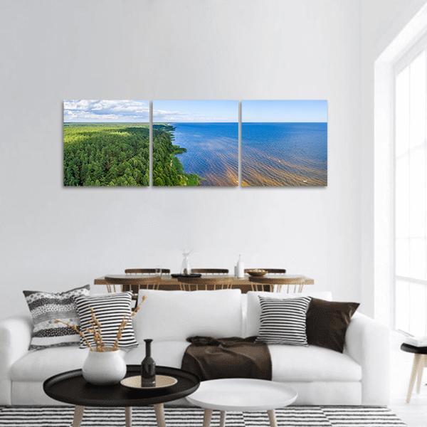 Lake With Forest Estonia Panoramic Canvas Wall Art-3 Piece-25" x 08"-Tiaracle