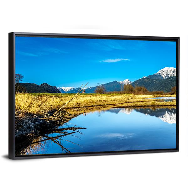 Lake With Golden Ears Mountain Canvas Wall Art-3 Horizontal-Gallery Wrap-25" x 16"-Tiaracle