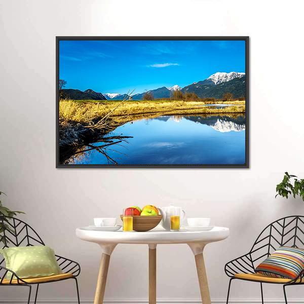 Lake With Golden Ears Mountain Canvas Wall Art-3 Horizontal-Gallery Wrap-25" x 16"-Tiaracle