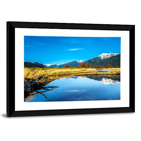 Lake With Golden Ears Mountain Canvas Wall Art-3 Horizontal-Gallery Wrap-25" x 16"-Tiaracle