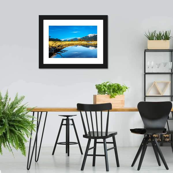 Lake With Golden Ears Mountain Canvas Wall Art-3 Horizontal-Gallery Wrap-25" x 16"-Tiaracle