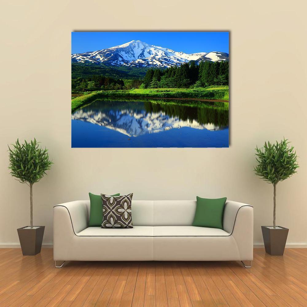 Lake With Mt Chokai Canvas Wall Art-1 Piece-Gallery Wrap-48" x 32"-Tiaracle
