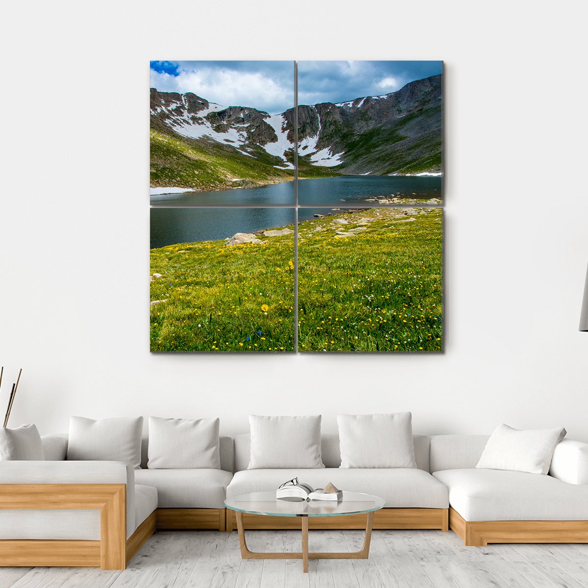 Lake With Mount Evans Canvas Wall Art-4 Square-Gallery Wrap-17" x 17"-Tiaracle