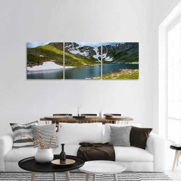 Lake With Mount Evans Panoramic Canvas Wall Art-3 Piece-25" x 08"-Tiaracle