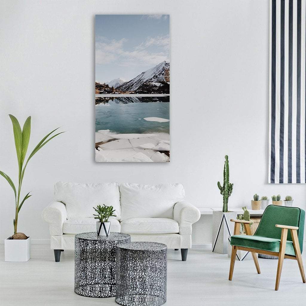 Lake With Highland Mountain Vertical Canvas Wall Art-1 Vertical-Gallery Wrap-12" x 24"-Tiaracle