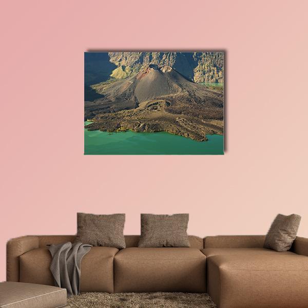 Lake With Mountain Indonesia Canvas Wall Art-1 Piece-Gallery Wrap-48" x 32"-Tiaracle