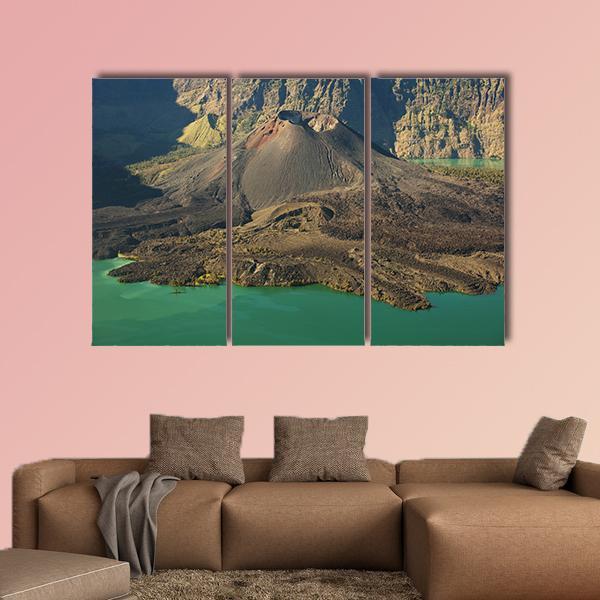 Lake With Mountain Indonesia Canvas Wall Art-3 Horizontal-Gallery Wrap-25" x 16"-Tiaracle