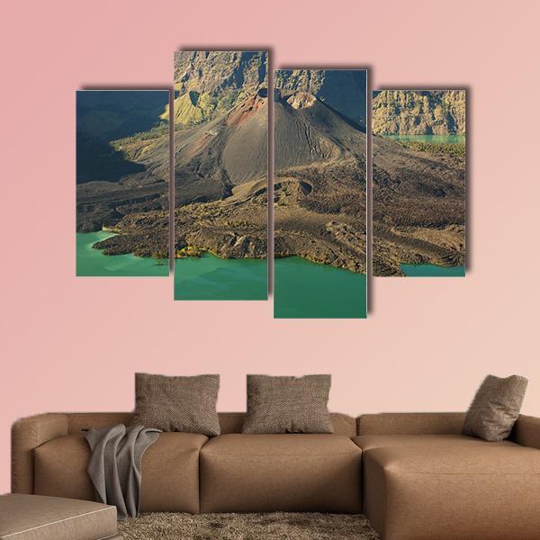 Lake With Mountain Indonesia Canvas Wall Art-4 Pop-Gallery Wrap-50" x 32"-Tiaracle