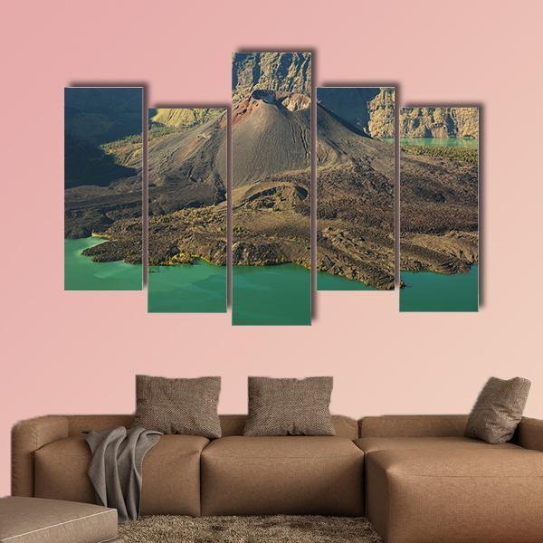 Lake With Mountain Indonesia Canvas Wall Art-5 Pop-Gallery Wrap-47" x 32"-Tiaracle