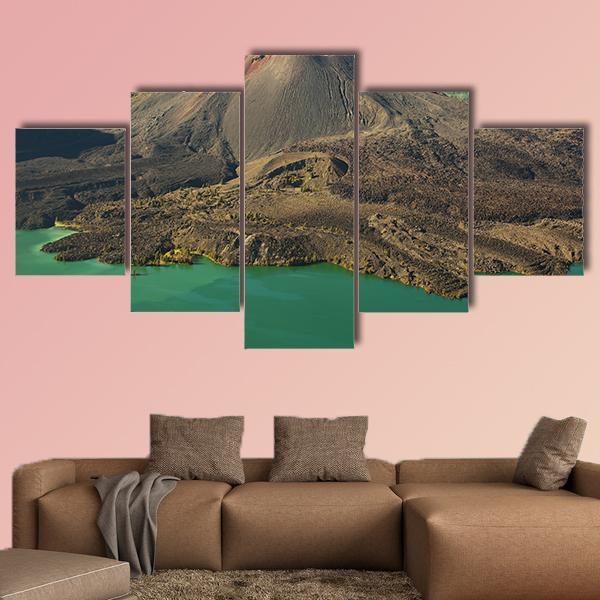 Lake With Mountain Indonesia Canvas Wall Art-5 Star-Gallery Wrap-62" x 32"-Tiaracle