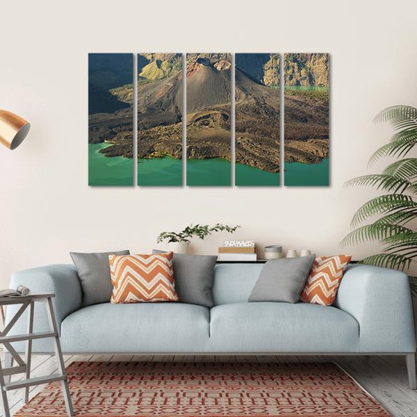Lake With Mountain Indonesia Canvas Wall Art-5 Horizontal-Gallery Wrap-22" x 12"-Tiaracle
