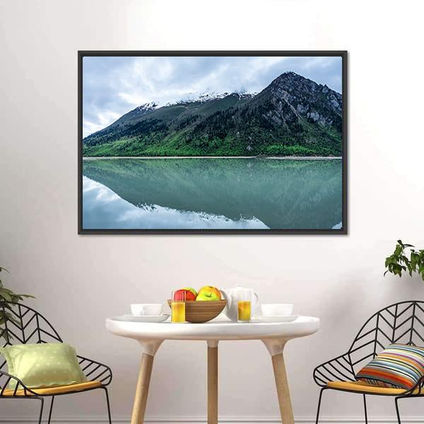 Lake With Mountain Scenery Canvas Wall Art-3 Horizontal-Gallery Wrap-25" x 16"-Tiaracle