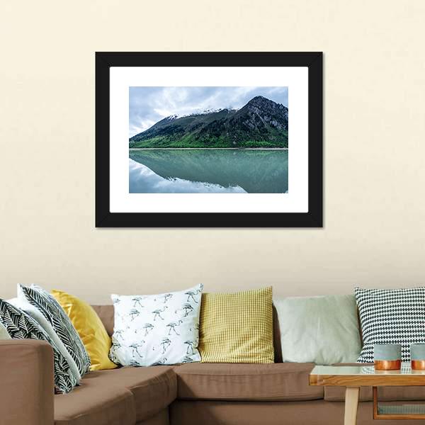 Lake With Mountain Scenery Canvas Wall Art-3 Horizontal-Gallery Wrap-25" x 16"-Tiaracle