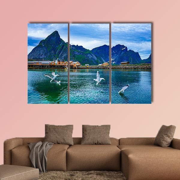 Lake With Mountains Norway Canvas Wall Art-3 Horizontal-Gallery Wrap-37" x 24"-Tiaracle
