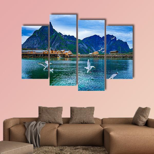 Lake With Mountains Norway Canvas Wall Art-4 Pop-Gallery Wrap-50" x 32"-Tiaracle