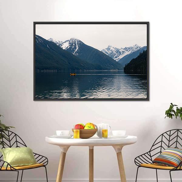 Lake With Mountains Canvas Wall Art-3 Horizontal-Gallery Wrap-25" x 16"-Tiaracle