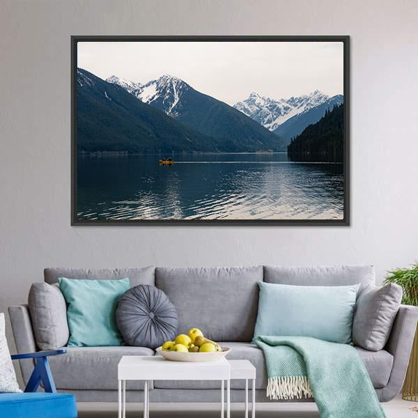Lake With Mountains Canvas Wall Art-3 Horizontal-Gallery Wrap-25" x 16"-Tiaracle