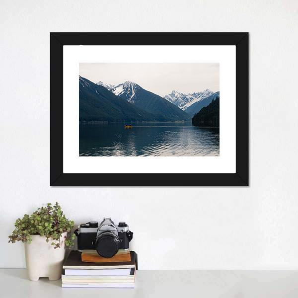 Lake With Mountains Canvas Wall Art-1 Piece-Framed Print-20" x 16"-Tiaracle