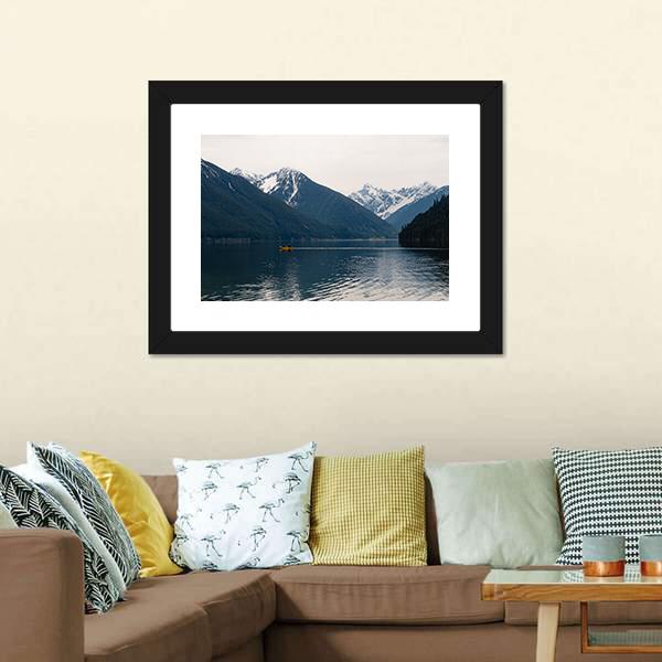 Lake With Mountains Canvas Wall Art-3 Horizontal-Gallery Wrap-25" x 16"-Tiaracle