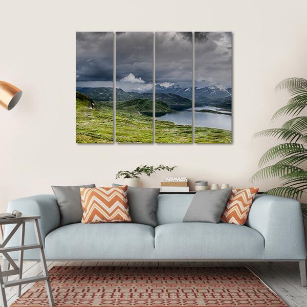 Lake With Mountains Europe Canvas Wall Art-4 Horizontal-Gallery Wrap-34" x 24"-Tiaracle