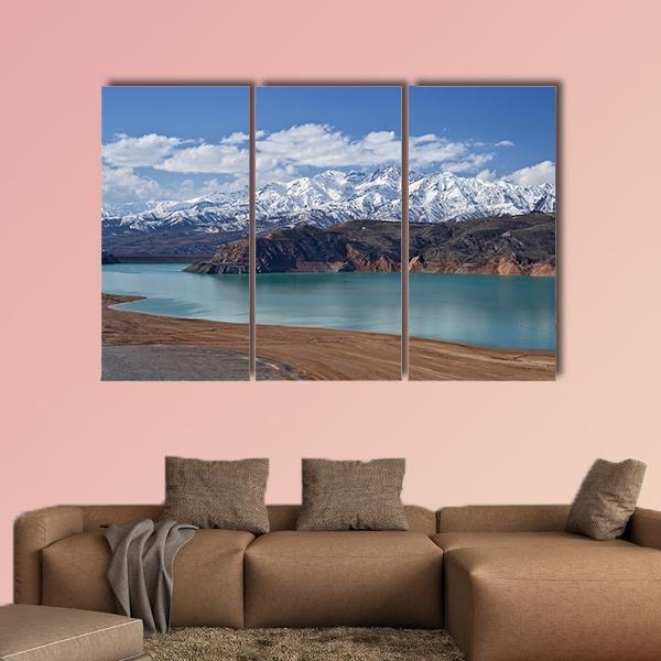 Lake In Uzbekistan Canvas Wall Art-3 Horizontal-Gallery Wrap-25" x 16"-Tiaracle