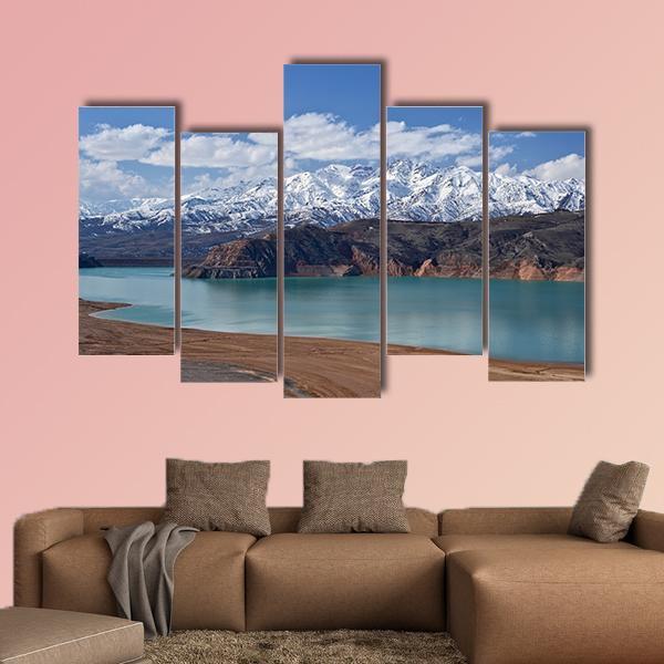 Lake In Uzbekistan Canvas Wall Art-5 Pop-Gallery Wrap-47" x 32"-Tiaracle