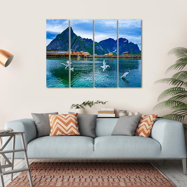 Lake With Mountains Norway Canvas Wall Art-4 Horizontal-Gallery Wrap-34" x 24"-Tiaracle