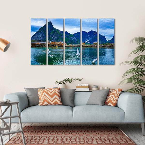 Lake With Mountains Norway Canvas Wall Art-5 Horizontal-Gallery Wrap-22" x 12"-Tiaracle