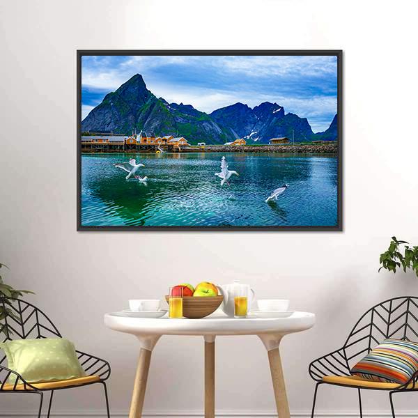 Lake With Mountains Norway Canvas Wall Art-5 Horizontal-Gallery Wrap-22" x 12"-Tiaracle
