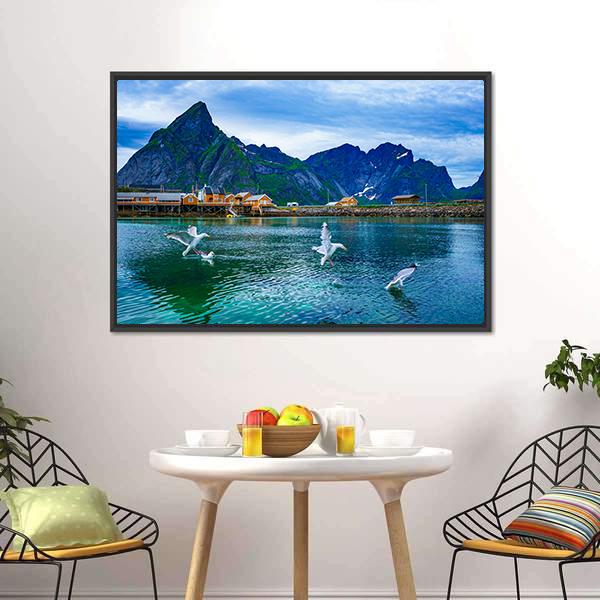 Lake With Mountains Norway Canvas Wall Art-3 Horizontal-Gallery Wrap-25" x 16"-Tiaracle