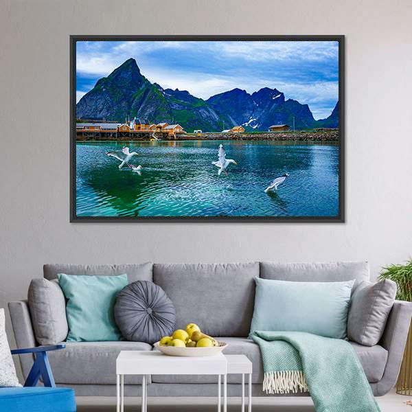 Lake With Mountains Norway Canvas Wall Art-5 Horizontal-Gallery Wrap-22" x 12"-Tiaracle